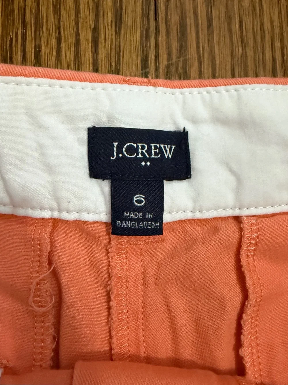 J.Crew Flat Front Chino Coral Shorts Size 6